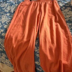 Old Navy Orange Melon Wide Leg Linen Pants